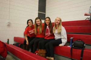 Friends gathered before the game - Julia Munoz (11), Erin Gallagher (11), Izzy Rojas (10), and Emma Dombrow (10) 